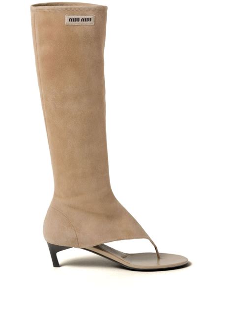 miu miu thong boot|Sand Beige Suede Thong Boots .